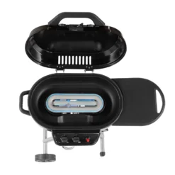 Coleman RoadTrip® 225 Portable Stand-Up Propane Grill -Northcamp Supply Store 2000033048 225 Stand Up Coleman Black Detail Grill Open Burner System Flames20copy