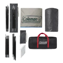 Coleman 6-Person Cabin Tent With Enclosed Weatherproof Screened Porch, Evergreen -Northcamp Supply Store 2000035607 Coleman 2020 US Overhead 19Stakes