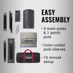 Coleman 4-Person Cabin Tent With Screened Porch, Evergreen -Northcamp Supply Store 2000035607 Congaree ATF 6 1 1