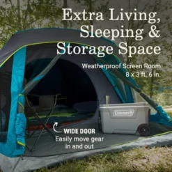 Coleman Skydome™ 4-Person Screen Room Camping Tent With Dark Room™ Technology -Northcamp Supply Store 2155782 ATF4