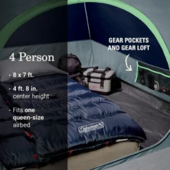 Coleman Skydome™ 4-Person Camping Tent With LED Lighting -Northcamp Supply Store 2155787 ATF6