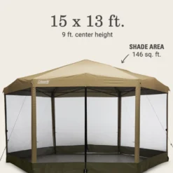 Coleman Back Home™ 15 X 13 Screen Canopy Tent -Northcamp Supply Store 2156412 ShelterBackhome15x13 LightOak ATF7