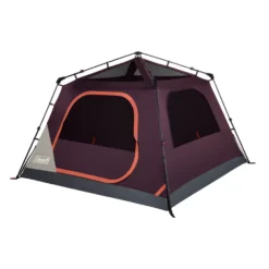 Coleman Skylodge™ 4-Person Instant Camping Tent, Blackberry -Northcamp Supply Store 4P CbnInstnt Blckbrry 2 FrontAngleRight FlyOff