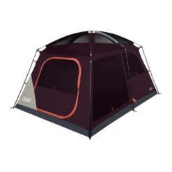 Coleman Skylodge™ 8-Person Camping Tent, Blackberry -Northcamp Supply Store 8P CbnCnvntnlIntrnlScrnRm Blckbrry 1 FrontAngleRight FlyOff WindowsUp