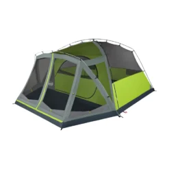 Coleman Skydome™ 6-Person Camping Tent With Screen Room, Rock Grey -Northcamp Supply Store 8P DmScrnPrch RckGry 2 FrontAngleLeft FlyOff WindowsDown