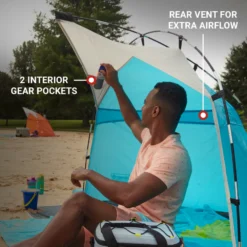 Coleman Skyshade™ Small Compact Beach Shade, Caribbean Sea -Northcamp Supply Store Coleman 2000037508 Skyshade CaribbeanSea ATF6