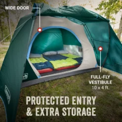 Coleman Skydome™ 6-Person Camping Tent With Full-Fly Vestibule, Evergreen -Northcamp Supply Store Coleman 2000037518 Skydome FullFlyVest 6P ATF3