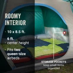 Coleman Skydome™ 6-Person Camping Tent With Full-Fly Vestibule, Evergreen -Northcamp Supply Store Coleman 2000037518 Skydome FullFlyVest 6P ATF6